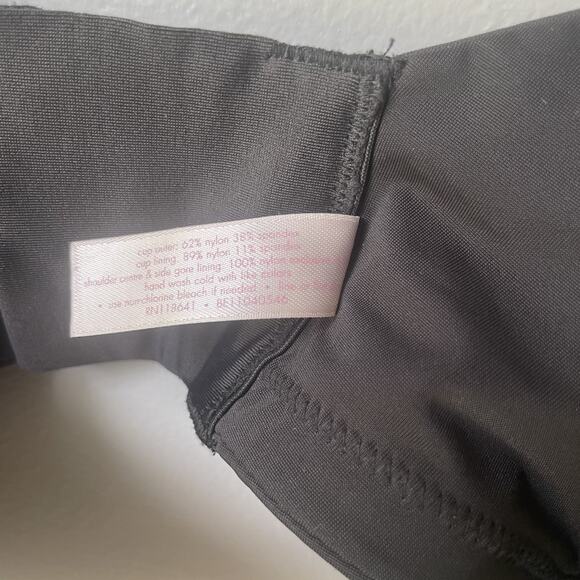 Cacique Full Coverage Bra 44 C Underwire Black Satin Cups Adjustable Strap Women - Picture 4 of 8